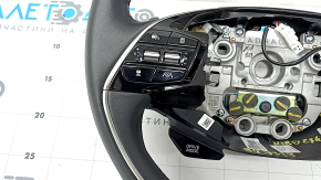 Руль голый Kia Niro 23-26 кожа черная с подогревом, с кнопками, лепестками и накладками