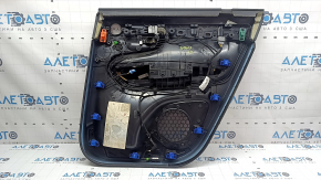 Panou decorativ ușă spate stânga Volvo XC90 16-22 piele neagră, inserție bej, cotieră bej, fără perdea, rupturi, element de fixare rupt