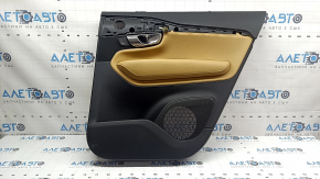Panou decorativ ușă, spate dreapta, Volvo XC90 16-22, piele neagră, inserție din piele bej, cotieră din piele bej, fără cortină, cu iluminare din spate, bara de protecție