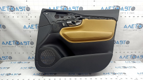 Panou ornamental ușă, față dreapta, Volvo XC90 16-22, piele neagră, inserție bej, cotieră bej, lovituri, zgârieturi, element de fixare rupt