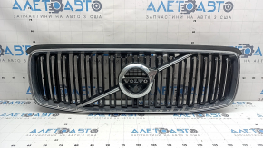 Решетка радиатора grill со значком Volvo XC90 16-19 черная, обрамление хром, под камеру