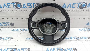 Руль голый Volvo XC90 16-26 кожа черная, под дерево Classic wood / Flame birch, без лепестков, тычки на коже, трещины в деревянной накладке