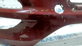 Бампер передний голый Hyundai Tucson 19-21 красный, трещины в креплениях, царапины, сколы