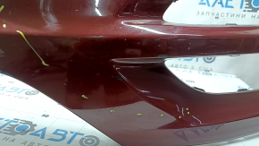 Бампер передний голый Hyundai Tucson 19-21 красный, трещины в креплениях, царапины, сколы