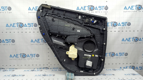 Panou decorativ ușă spate dreapta Hyundai Tucson 19-21 negru, inserție neagră, cotiera piele neagră, cu mâner, zgârieturi, element de fixare rupt