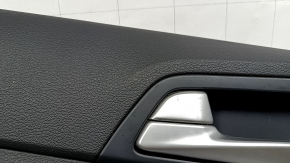 Обшивка двери карточка задняя левая Hyundai Tucson 19-21 черная, вставка черная, подлокотник кожа черная, с ручкой, царапины