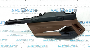 Ornamente arc superior spate stânga BMW X7 G07 19-22, piele Vernasca, Schwarz, inserție lemn Fineline/metal cu mulaj, cotieră din piele neagră, îndoită, zgârieturi, lovituri, element de fixare rupt