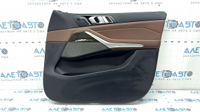 Ornamente ușă, dreapta față, BMW X7 G07 19-22, piele Vernasca, Schwarz, inserție lemn Fineline/metal, cu mâner, cu grilă difuzor