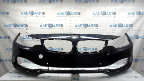 Бампер передний голый BMW 4 F32/33/36 14-20 под парктроники без омывателей фар и PMA, черный, тычки, царапины, сломано крепление, незаводскиме отверстия