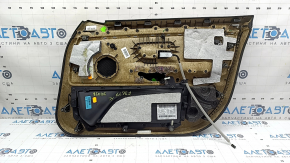 Panou ușă stânga față pentru BMW Seria 4 F36 15-20 Gran Coupe, piele neagră, cotieră din piele neagră, bandă cromată, inserție din fibră de carbon ușoară, cu mâner și iluminare, strat de protecție exfoliant, umflături