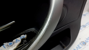 Panou ușă stânga față pentru BMW Seria 4 F36 15-20 Gran Coupe, piele neagră, cotieră din piele neagră, bandă cromată, inserție din fibră de carbon ușoară, cu mâner și iluminare, strat de protecție exfoliant, umflături
