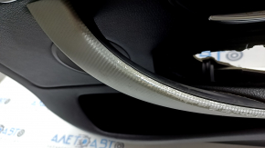 Panou ușă față dreapta pentru BMW Seria 4 F36 15-20 Gran Coupe, piele neagră, cotieră din piele neagră, bandă cromată, inserție din fibră de carbon deschisă, cu mâner și iluminare din spate, strat protector decojit, lovituri