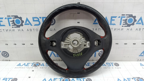 Руль голый BMW 4 F32/33/36 17-20 кожа черная, Sport, красная строчка, под лепестки с подогревом, потерт, под химчистку
