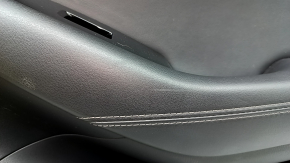 Ornamente ușă spate dreapta neagră Mazda 6 18-21, cotieră și inserție din piele neagră, ornament gri cu crom, uzat, îndoit