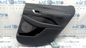 Panou decorativ ușă spate dreapta Hyundai Sonata 20-23 negru cu inserție din piele neagră, cotiera din piele neagră, ornament cromat, zgârieturi, denivelări
