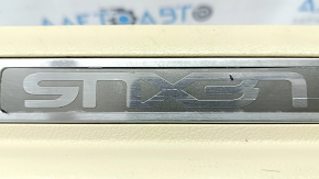 Накладка порога передняя левая Lexus RX350 RX450h 10-15 бежевая, с хромированной накладкой, царапины, вмятины, сломано крепление