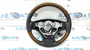 Руль голый Lexus RX350 RX450h 13-15 рест кожа коричневая с деревом, без кнопок, царапины, отклеилась кожа