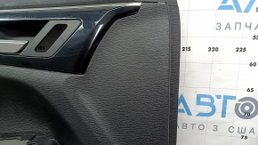 Обшивка двери карточка передняя левая Mitsubishi Outlander 22-23 черная с серой кожей, с подлокотником кожа серая, с ручкой, царапины, под химчистку, царапины, надломано крепление