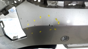 Бампер передний голый Mitsubishi Outlander 22-26 под парктроники и омыватели, без заглушки, серебро, сколы, царапины, незаводское отверстие