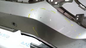 Бампер передний голый Mitsubishi Outlander 22-26 под парктроники и омыватели, без заглушки, серебро, сколы, царапины, незаводское отверстие