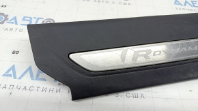 Накладка порога передняя левая Land Rover Range Rover Velar 18-23 черная с хромом, R DYNAMIC, царапины