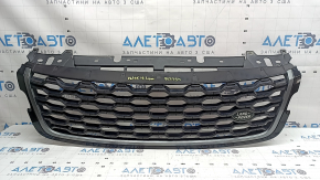 Решетка радиатора grill Land Rover Range Rover Velar 18-20  тип 1, с эмблемой, черный глянец, графит молдинги