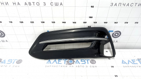 Решетка бампера левая Honda Accord 18-20 hybrid, под птф, черный глянец, хром, сколы
