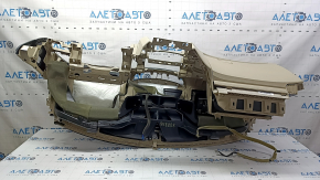 Торпедо передняя панель с AIRBAG Nissan Rogue 14-20 бежевая BOSE, с накладками и бардачком, треснуто крепление накладки, потерта, в клею