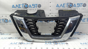 Решетка радиатора grill Nissan Rogue 17-18 под камеру, под радар, под квадратную эмблему, без эмблемы, сколы, царапины