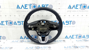 Руль голый Hyundai Santa FE 21-23 кожа черная, с подогревом, без кнопок и лепестков, царапины, потерт