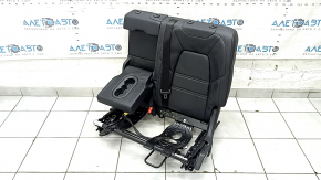 Спинка заднего ряда 2 ряд левая Porsche Cayenne 19-26 с airbag, кожа черная с перфорацией, Comfort, с салазками и черным ремнем безопасности, подогрев, примято, царапины