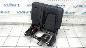 Спинка заднего ряда 2 ряд левая Porsche Cayenne 19-26 с airbag, кожа черная с перфорацией, Comfort, с салазками и черным ремнем безопасности, подогрев, примято, царапины