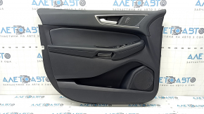 Panou decorativ ușă față stânga Ford Edge 19-21 negru SEL, inserție din piele neagră, cotieră din piele neagră, cu garnitură și control pentru mașina de ridicat geam și butonul de închidere centralizată, cu mâner, uzat