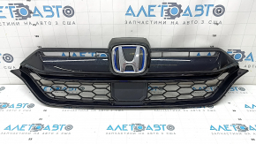 Решетка радиатора grill в сборе Honda CRV 20-22 со значком, hybrid, под радар, с накладками молдингов