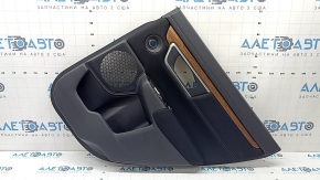 Panou ușă spate dreapta negru pentru Honda CRV 17-22, cotieră din material textil negru, inserție din material textil negru, ornament din lemn deschis la culoare, sub tweeter, pentru curățare
