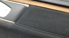 Panou ușă spate dreapta negru pentru Honda CRV 17-22, cotieră din material textil negru, inserție din material textil negru, ornament din lemn deschis la culoare, sub tweeter, pentru curățare