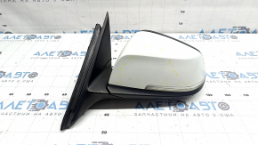 Ansamblu oglindă retrovizoare stânga pentru BMW Seria 3 F30 4D 13-18 SUA, 5 pini, suport mat, semnalizator, reglare automată a intensității luminii, alb, ciobiri, zgârietură pe sticlă, zgârietură pe semnalizator
