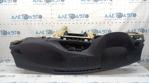 Bord față cu airbag BMW 3 F30 12-18 4p, negru cu bej, fără proeminențe, zgârieturi, plasă ruptă, necesită curățare
