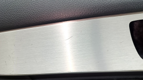 Panou ușă stânga față, Mercedes GLC 16-22, piele neagră, pachet AMG, Burmester, cotieră și inserție, piele neagră, ornament gri, cu iluminare din spate, cu mâner, crestături, zgârieturi, necesită curățare