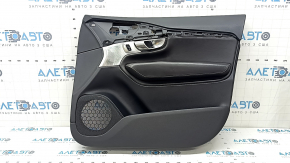 Panou ușă dreapta față neagră Volvo XC90 16-22, cotieră și inserție din piele nappa neagră, cusături gri, Bowers and Wilkins, cu mâner, zgârieturi