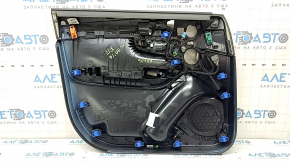 Panou ușă dreapta față neagră Volvo XC90 16-22, cotieră și inserție din piele nappa neagră, cusături gri, Bowers and Wilkins, cu mâner, zgârieturi