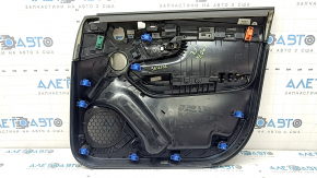 Panou ușă stânga față negru pentru Volvo XC90 16-22, cotieră și inserție din piele nappa neagră, cusături gri, Bowers and Wilkins, cu mâner, zgârieturi, îndoire, închidere ruptă
