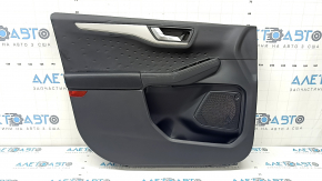 Panou ușă stânga față pentru Ford Escape MK4 2020-2022, negru cu inserție din plastic negru, cotieră din piele neagră, ornament gri, cu mâner, zgârieturi, lovituri