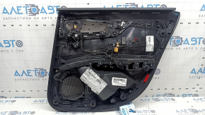 Обшивка двери карточка задняя левая Audi A4 B9 17-19 черная, черный подлокотник кожа, вставка черная кожа, Bang and Olufsen, с кнопокй, под химчистку, царапины