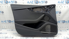 Обшивка двери карточка передняя левая Audi A4 B9 17-19 черная, черный подлокотник кожа, вставка черная кожа, Bang and Olufsen