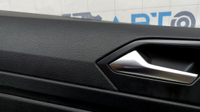 Обшивка двери карточка задняя левая VW Jetta 19-26 черная с черной вставкой пластик, подлокотник кожа, под пищалку, с ручкой, царапины