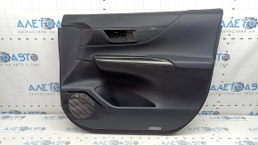 Panou ornamental ușă, față dreapta, Toyota Venza 21-22 XLE, Limited, piele neagră cu cusături gri, ornamente gri închis cu bandă cromată, fără butoane, zgârieturi