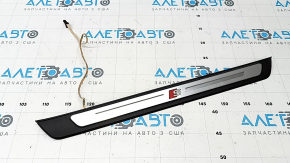 Ornamente prag exterior Audi A6 C8 19-25 negre cu inserție cromată și iluminare din spate, S-Line, zgârieturi