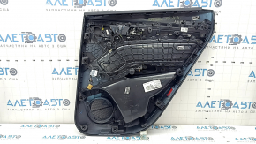 Обшивка двери карточка задняя левая Audi Q5 80A 21-24 черная, подлокотник и вставка кожа серая, с накладками, с ручкой, надрыв, вмятины, царапины