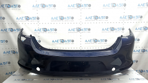 Бампер задний голый Mazda 3 19-26 4d, синий, незаводские отверстия, отсутствует фрагмент, трещина